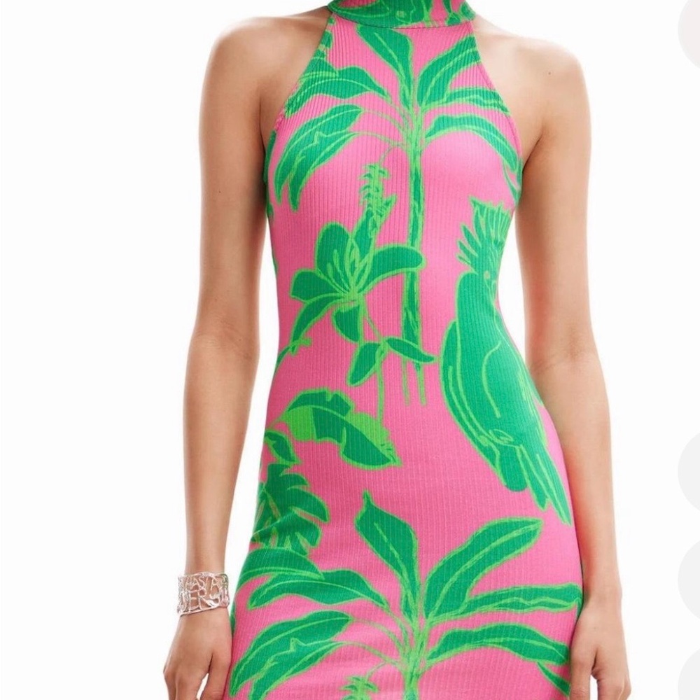 Desigual Pink and Green Mini Dress